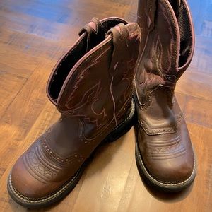 Justin Women's Gypsy Distressed Brown -Pink Stitch